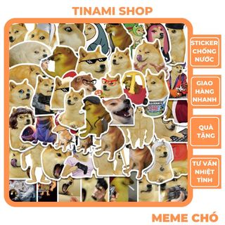 50 Sticker meme chó cheems doge hình dán chống nước meme vui nhộn hài hước trang trí đa năng