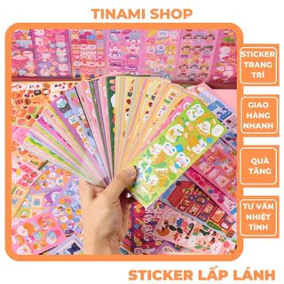 Combo 100 tấm sticker lấp lánh hình dán trang trí toploader móc khoá handmade sticker dán trang trí hộp bút nhãn vở