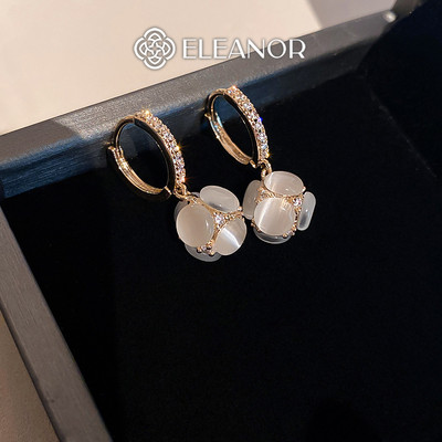 Bông tai nữ chuôi bạc 925 Eleanor Accessories dáng thả khuyên tai đính đá phụ kiện trang sức 3863