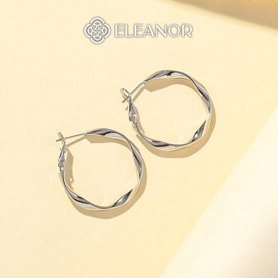 Bông tai nữ chuôi bạc 925 Eleanor Accessories tròn xoắn basic phụ kiện trang sức khuyên tai 6151