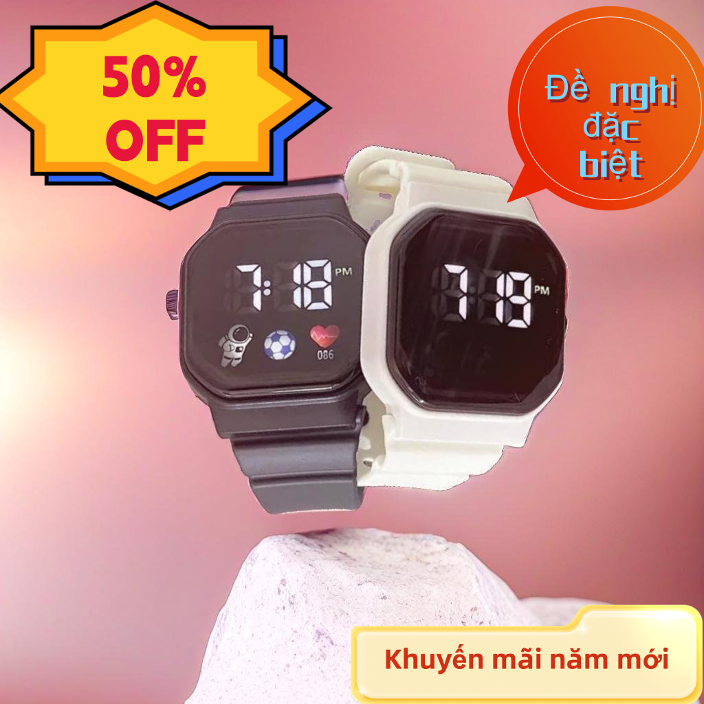 Đồng hồ sinh viên Ins màn hình LED cao cấp tiệc sinh viên Đồng hồ điện tử thời trang đơn giản