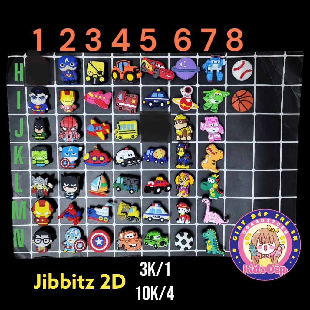 Jibbitz sticker charm 2D gắn dép sục