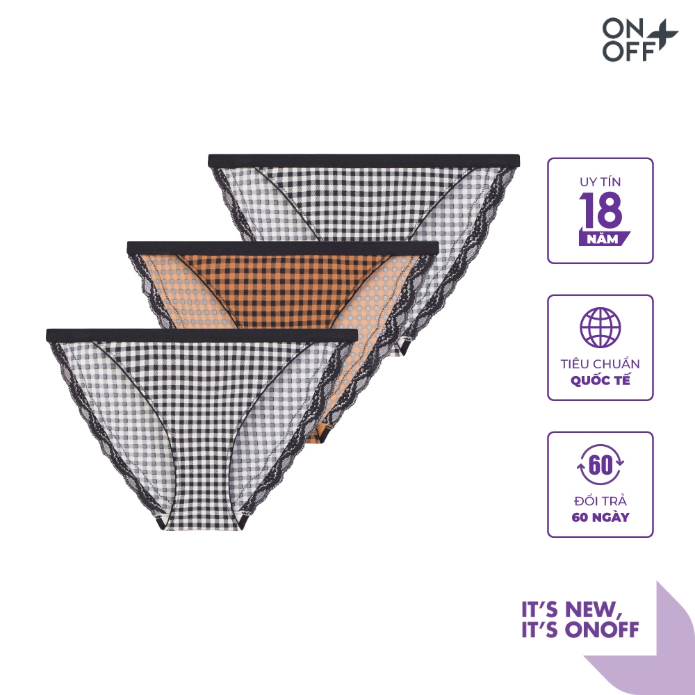 Combo 3 quần lót nữ ONOFF Microfiber Gingham dáng bikini - 16UJ23A011