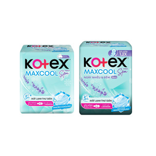 Combo 1 gói Kotex Maxcool cánh 8 miếng & 1 gói Kotex 28cm Maxcool ngày nhiều và đêm 8 miếng