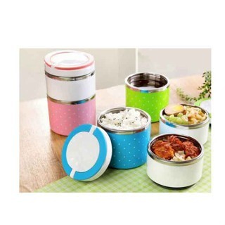Cà men giữ nhiệt 3 tầng chấm bi - hộp đựng cơm giữ nhiệt-cà men giữ nhiệt