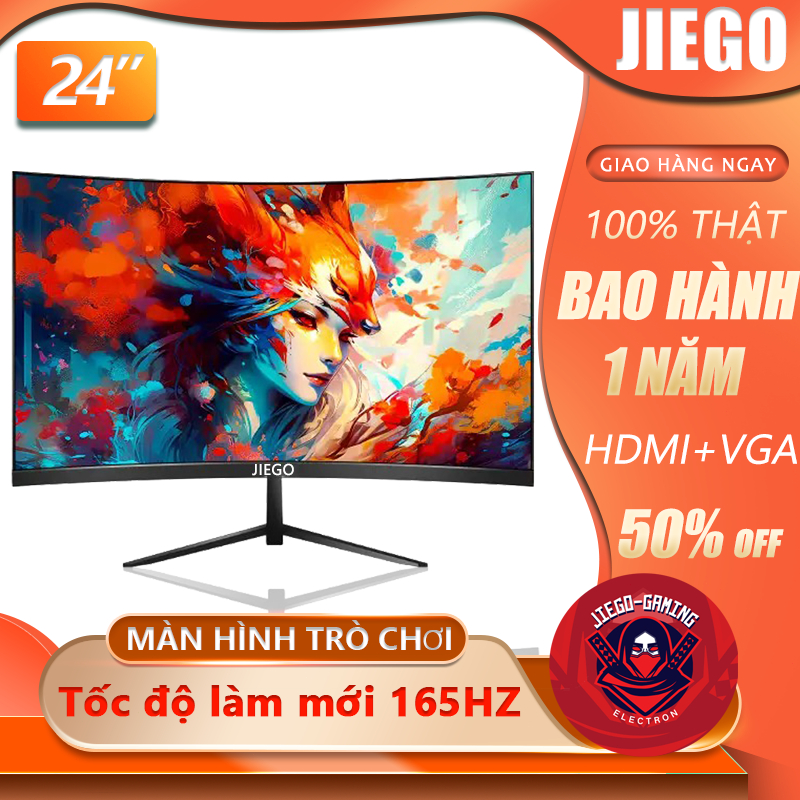 JIEGO Màn hình cong 22/24/27/32 inch Tốc độ làm mới 165HZ IPS Cáp HDMI Bảo hành 1 năm