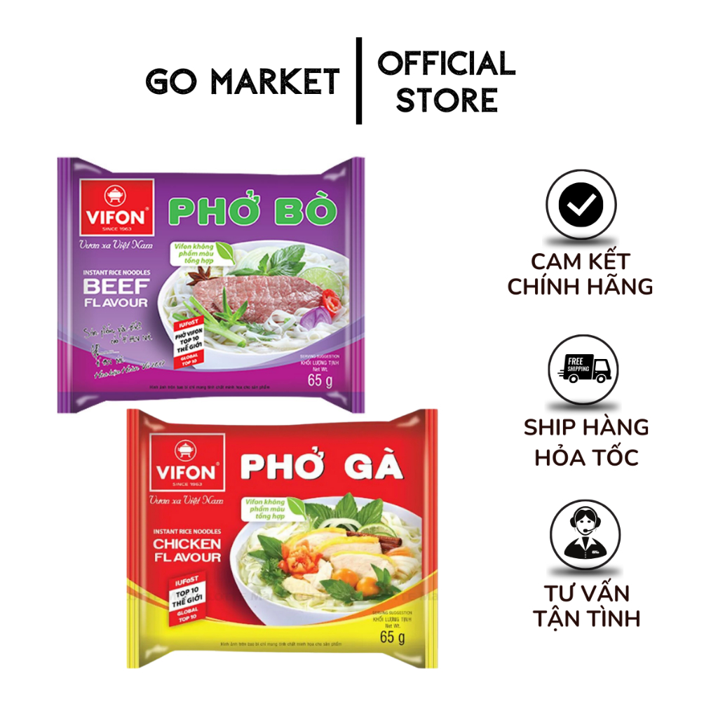 Gói Lẻ Phở VIFON vị bò, vị gà - Vifon phở ăn liền gói 65 gr