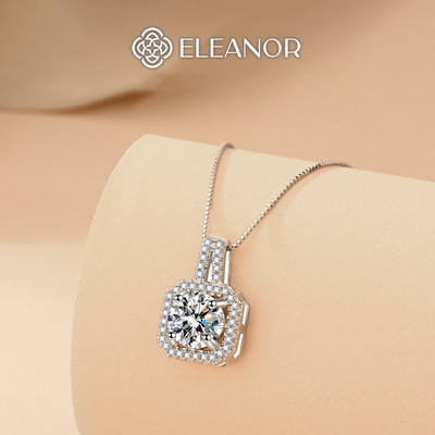 Dây chuyền nữ Eleanor Accessories mặt vuông đính đá vòng cổ titan phụ kiện trang sức 5928