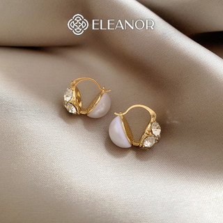 Bông tai nữ chuôi bạc 925 Eleanor Accessories hình tròn đính đá ngọc trai nhân tạo phụ kiện trang sức 6150