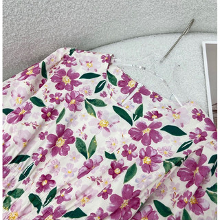 Váy hoa thô lụa Hàn tay bồng