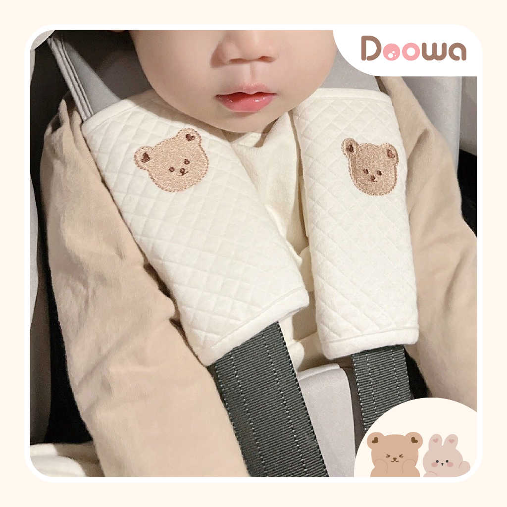 Đệm Bọc Dây Đai An Toàn Gắn Xe Đẩy, Oto, Địu Cho Bé, Phong Cách Hàn Quốc