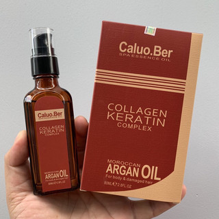 ( thanh lý) Giá rẻ )Tinh dầu Caluo.Ber Argan Oil Collagen Keratin Complex dưỡng tóc bóng mượt 80ml (Italy