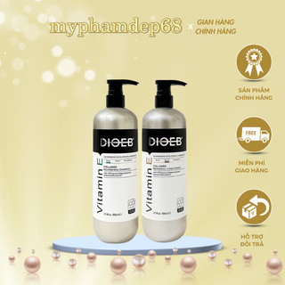 Cặp dầu gội xả Dioeb Vitamin E collagen 500m-800ml - Giảm rụng tóc phục hồi tóc khô xơ, hư tổn [Hàng chính hãng]
