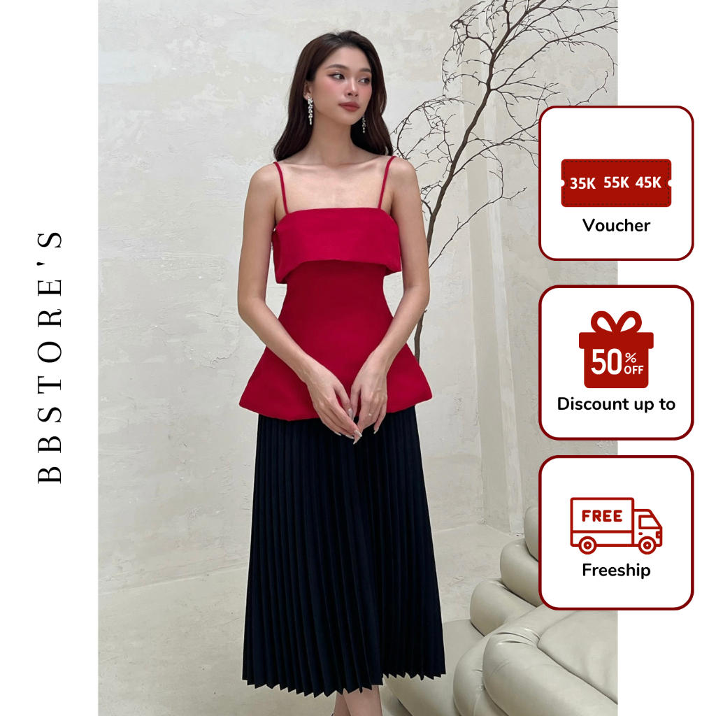 Áo Peplum Hai Dây Cúp Ngực Thời Trang Dự Tiệc Sang Trọng (không kèm tag hoa) BBSTORE'S -A2378