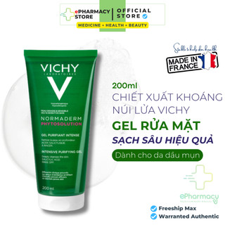 Sữa Rửa Mặt Dạng Gel Vichy Normaderm Phytosolution Intensive Purifying Gel làm sạch sâu cho da dầu mụn 200ml