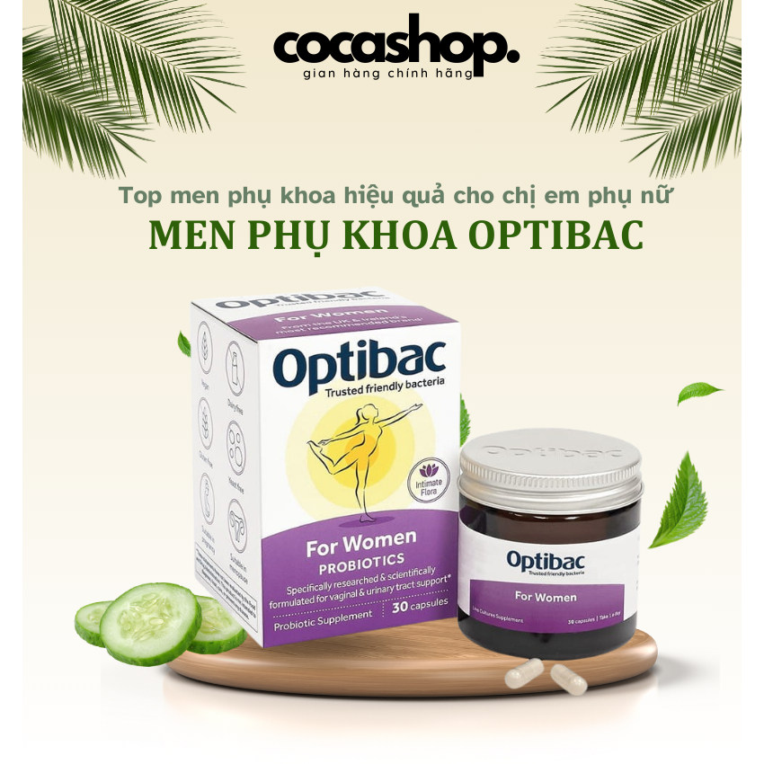 Men Vi Sinh Optibac Tím, Chăm Sóc Vùng Kín, Tăng Cường Sức Đề Kháng Hộp 30 Viên, Hàng Chính Hãng UK