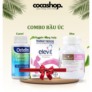 Combo vitamin bầu Ostelin, Bioisland, Elevit chăm sóc sức khoẻ mẹ bầu mẹ khoẻ bé thông minh