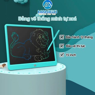 Bảng vẽ tự xoá điện tử vẽ viết thông minh đa sắc Manigo KS01501 màn hình LCD 15" chạy bằng pin cho bé học tập sáng tạo