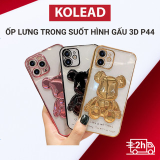  Ốp điện thoại trong suốt hoạ tiết Cartoon hình gấu 3D KOLEAD P44 dành cho 14 15 Pro Promax Plus