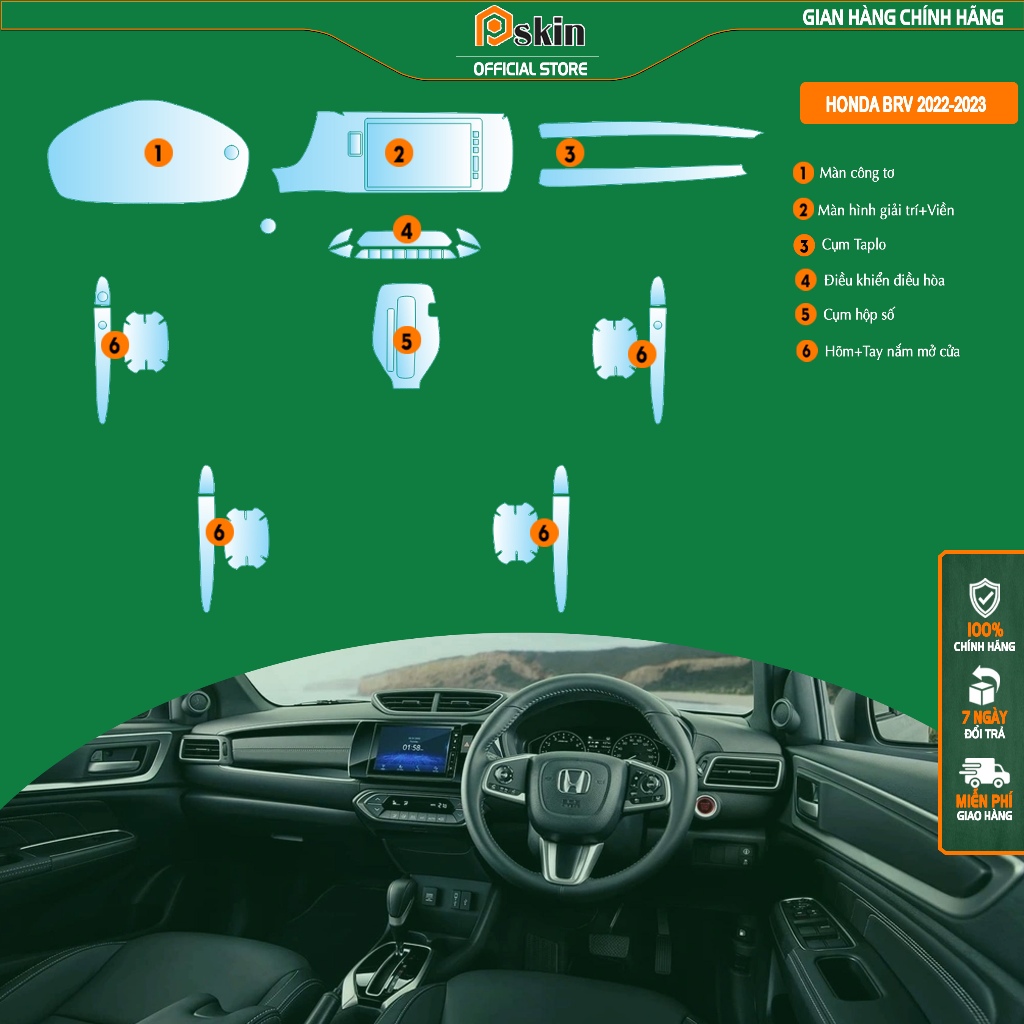 [ Honda BRV 2023 ] Dán PPF trong suốt bảo vệ nội thất xe Honda BRV 2023