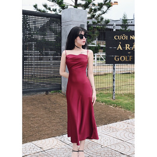 Đầm lụa CEE RI dáng dài hở lưng nhẹ