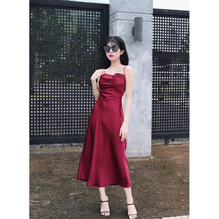 Đầm lụa CEE RI dáng dài hở lưng nhẹ