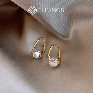 Bông tai nữ chuôi bạc 925 Eleanor Accessories đính đá basic khuyên tai tròn phụ kiện trang sức 4397
