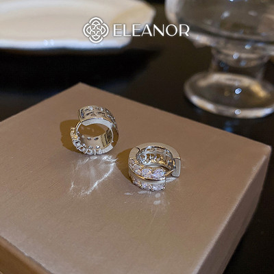 Bông tai nữ chuôi bạc 925 Eleanor Accessories dáng tròn khuyên tai đính đá phụ kiện trang sức 5734