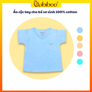 Áo sơ sinh BABIBOO áo cộc tay cổ tim , vải cotton mềm mại- BB80