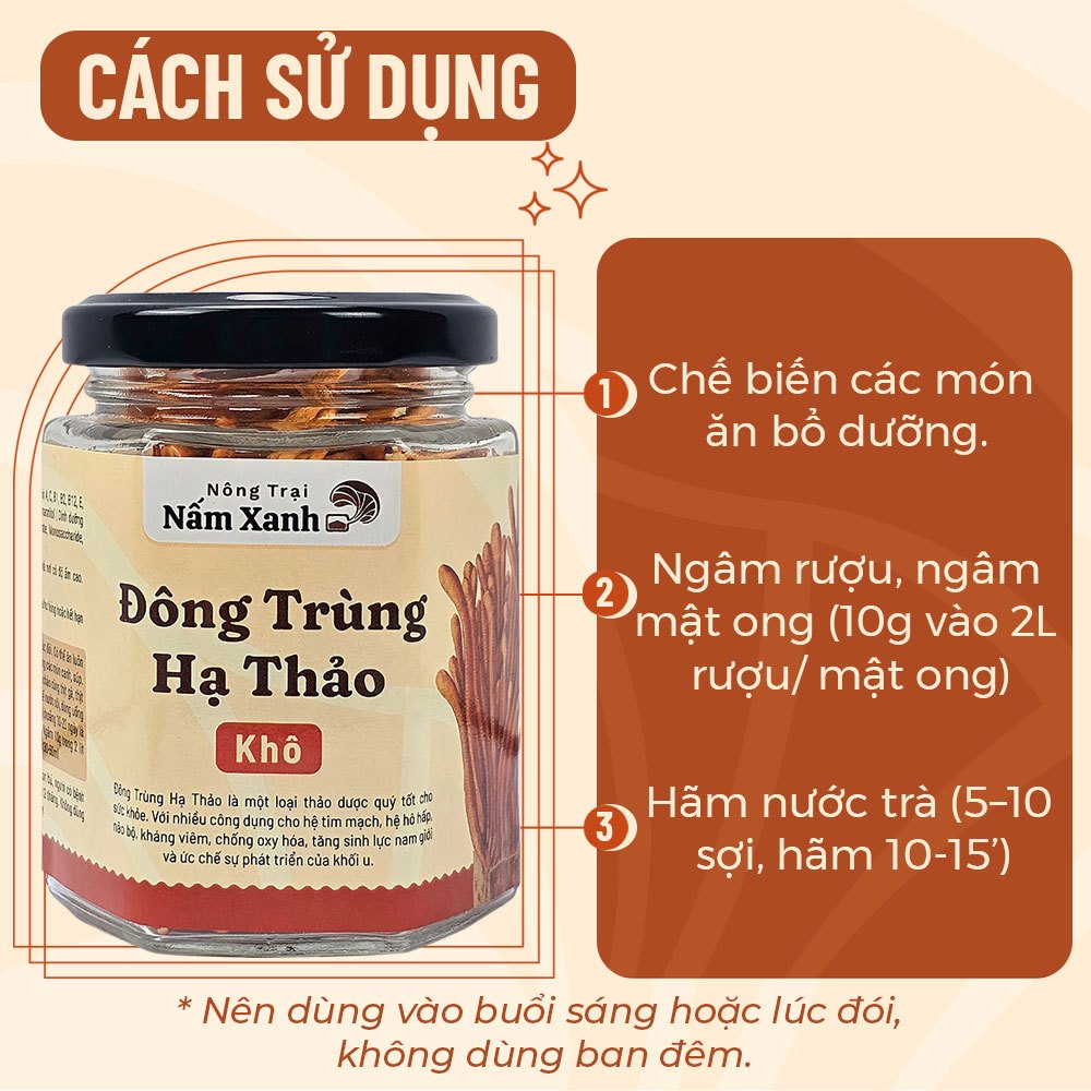 Đông Trùng Hạ Thảo Khô Sấy Thăng Hoa Thượng Hạng (10gr 50gr) - Nông Trại Nấm Xanh