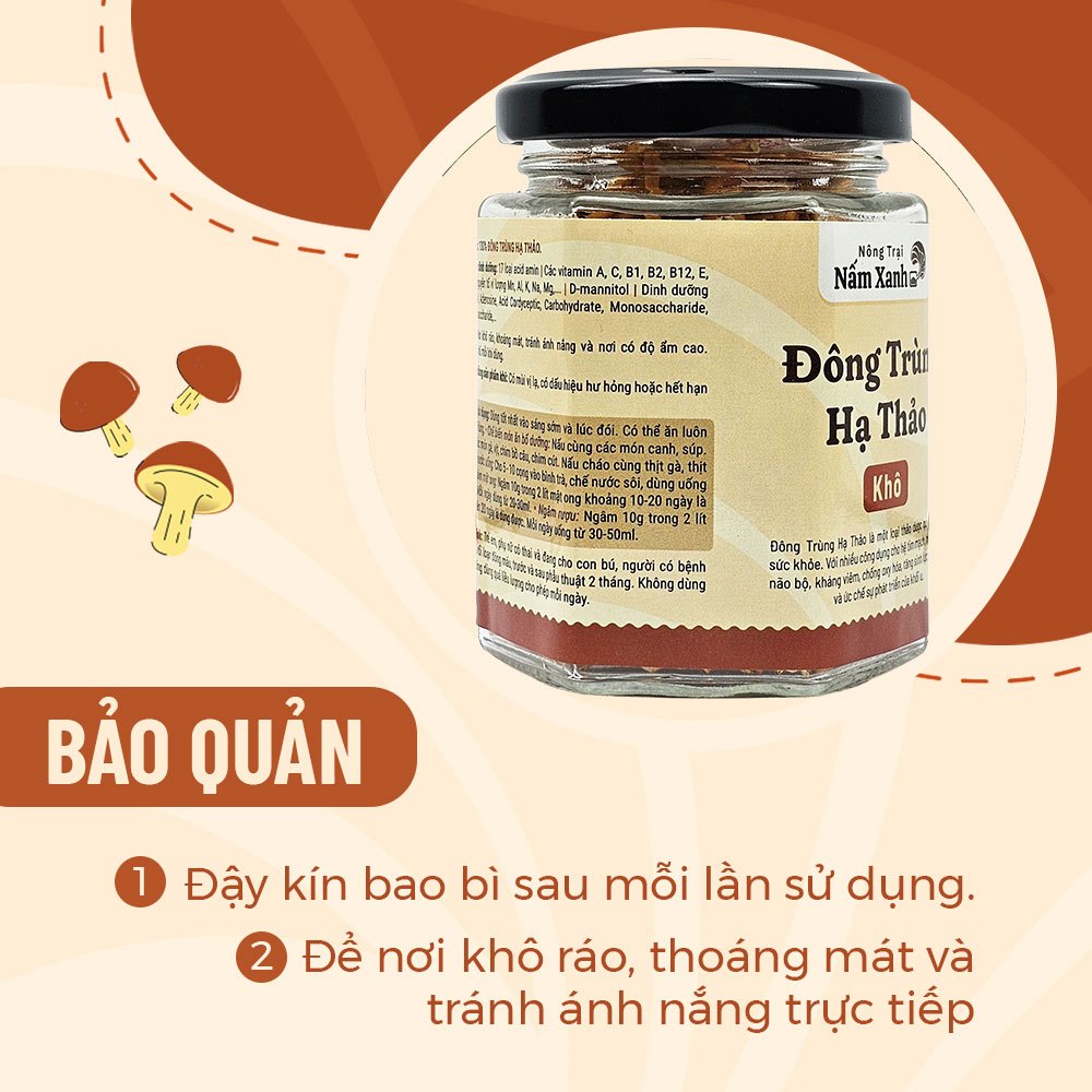 Đông Trùng Hạ Thảo Khô Sấy Thăng Hoa Thượng Hạng (10gr 50gr) - Nông Trại Nấm Xanh