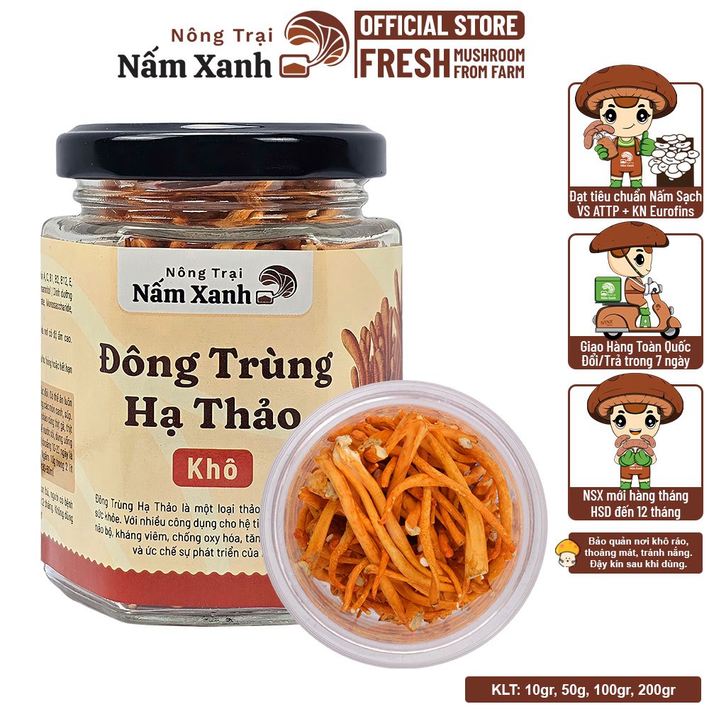 Đông Trùng Hạ Thảo Khô Sấy Thăng Hoa Thượng Hạng (10gr 50gr) - Nông Trại Nấm Xanh