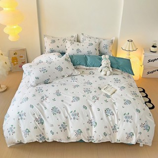 Bộ chăn ga gối Cotton Poly Lidaco hoa nhí trắng