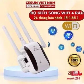 Bộ kích sóng wifi, bộ khuyếch đại sóng wifi không dây 4 râu tốc độ 300Mbps phát xuyên tường, mở rộng tín hiệu 120m2