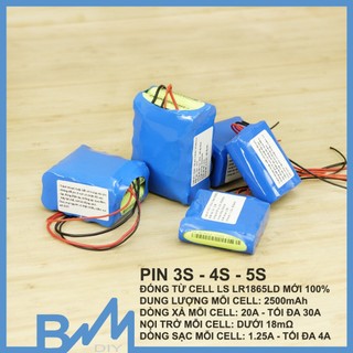 Pin 18650 đóng khối 3S 4S 5S 12.6V 16.8V 21V cell LS EVE LG - 3S1P 3S2P 4S1P 4S2P 5S2P 5S3P 2500mAh 5000mAh 7500mAh