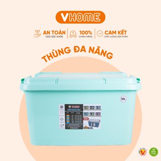  Thùng Nhựa Đựng Đồ 55L Có Nắp – Đa Năng Có Bánh Xe – Lưu Trữ Quần Áo Gạo Đồ Khô VĨ HƯNG 
