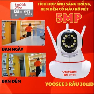 Camera wifi Yoosee 3 râu 5.0mpx xoay 360 độ, hỗ trợ xem đêm có màu, đàm thoại 2 chiều, bảo hành trong vòng 12 tháng