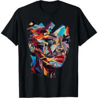 Áo phông trừu tượng - Áo thun unisex in hình khuôn mặt trừu tượng cực độc