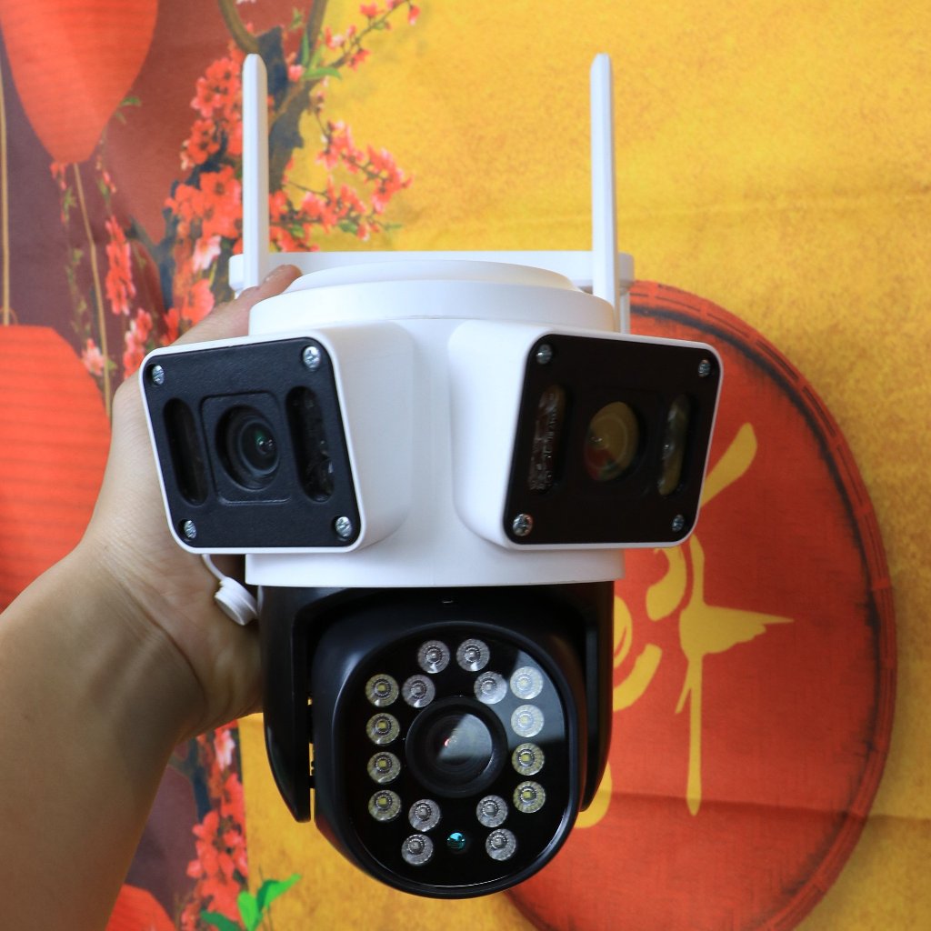 Camera 3 mắt kép ngoài trời Hopeway XEM 3 MÀN HÌNH cùng lúc, độ phân giải 5MP, xoay 360 độ, xem đêm có màu, BH 1 năm