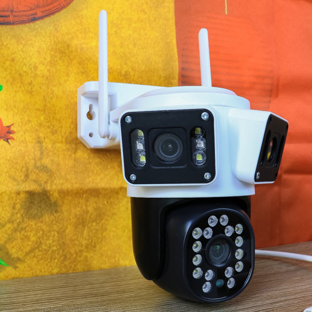 Camera 3 mắt kép ngoài trời Hopeway XEM 3 MÀN HÌNH cùng lúc, độ phân giải 5MP, xoay 360 độ, xem đêm có màu, BH 1 năm