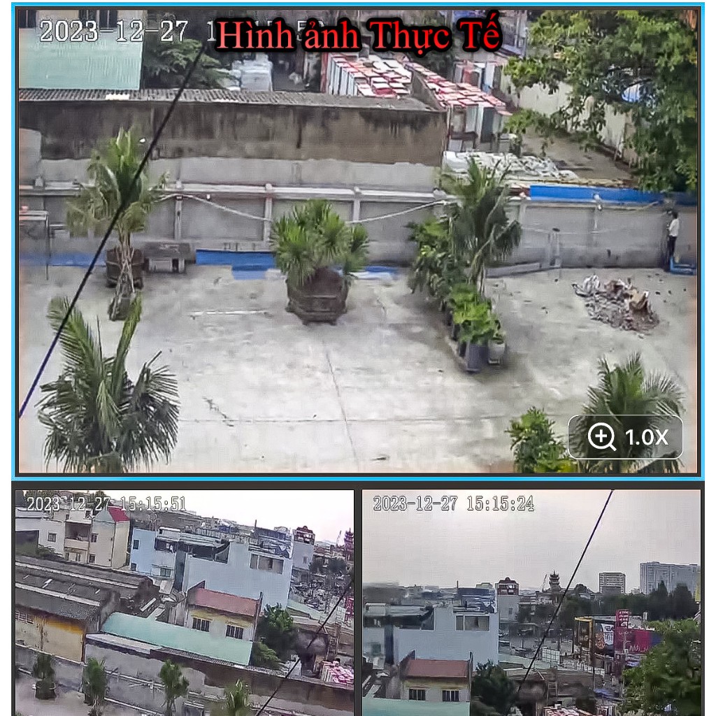 Camera 3 mắt kép ngoài trời Hopeway XEM 3 MÀN HÌNH cùng lúc, độ phân giải 5MP, xoay 360 độ, xem đêm có màu, BH 1 năm