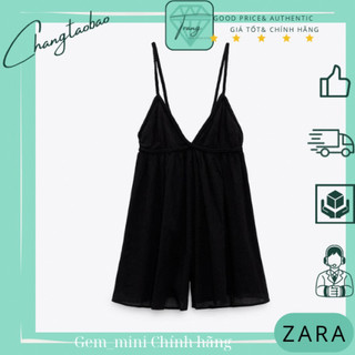 Zara Auth Đầm dây đen size xs nữ xoè