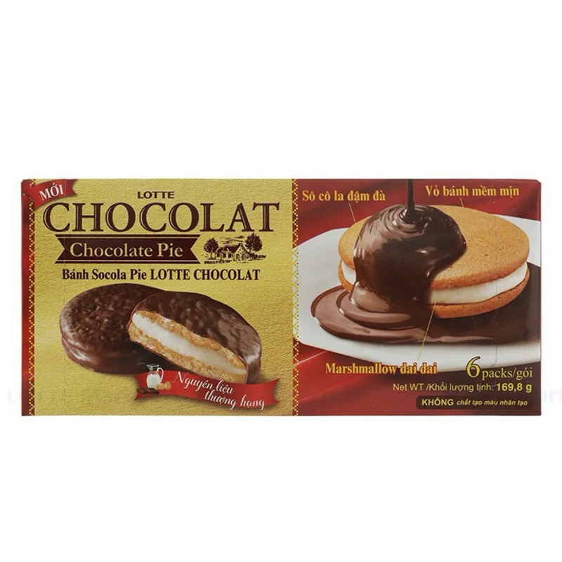 Bánh Lotte Chocolat Socola Pie/Bouchee Vị Socola hộp 6 cái