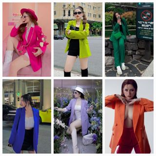 Áo blazer nữ [MAY THEO SỐ ĐO] - áo khoác vest - chất liệu cao cấp, 2 lớp-lót lụa, MÀU HỒNG NEON, XANH NEON, ĐỦ CÁC MÀU