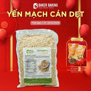 Yến mạch cán dẹt dinh dưỡng Baker Baking không đường hỗ trợ giảm cân, ăn kiêng 1kg