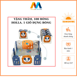 Bộ quây cũi MommyKids Minh Chau , mẫu micky, Gấu gấp gọn chất liệu nhựa nguyên sinh