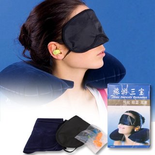 BỘ GỐI HƠI KÊ CỔ HÌNH CHỮ U KÈM ĐỒ BỊT MẮT VÀ NÚT BỊT TAI 3IN1, TIỆN DỤNG ĐỂ NGỦ KHI ĐI DU LỊCH, MÁY BAY, TÀU XE