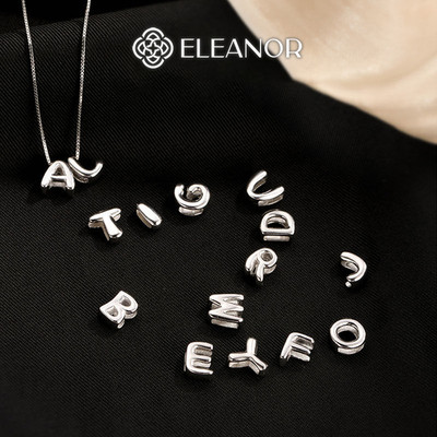 Mặt dây chuyền bạc 925 Eleanor Accessories bảng chữ cái mặt vòng cổ màu bạc phụ kiện trang sức 4636
