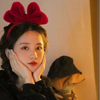  Bờm nơ đỏ nơ đen dễ thương băng đô cài tóc nơ to xinh xắn phụ kiện tóc nữ 