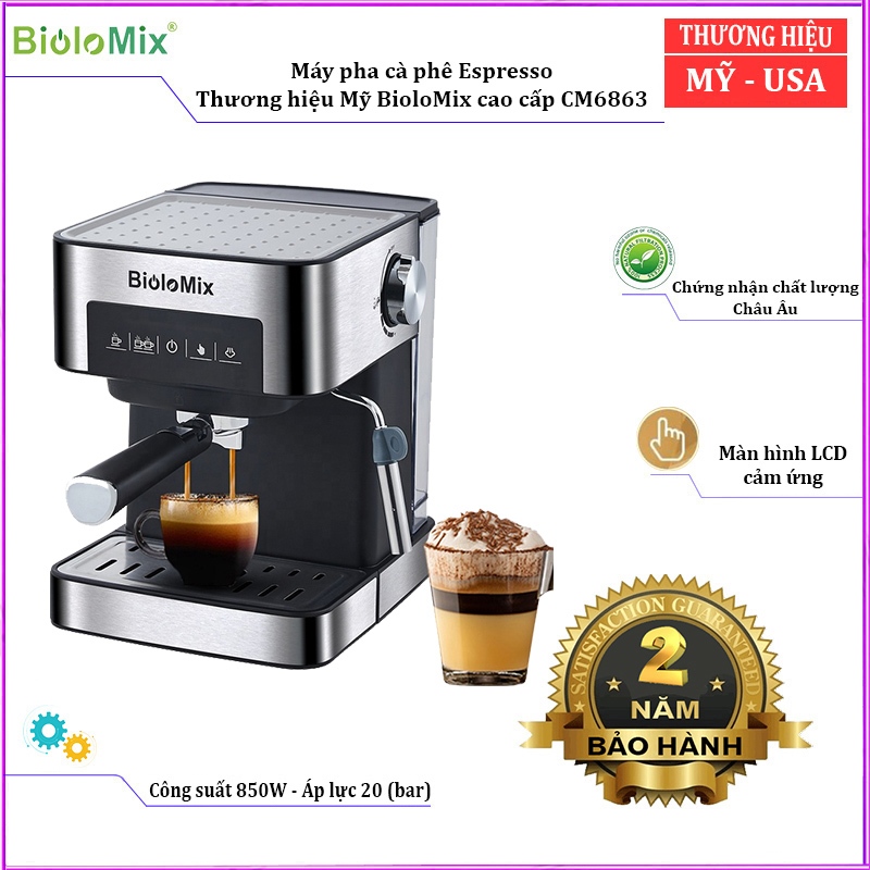 Máy pha cà phê Espresso thương hiệu BioloMix CM6863 - HÀNG NHẬP KHẨU (Bảo hành 24 tháng) - HÀNG CHÍN